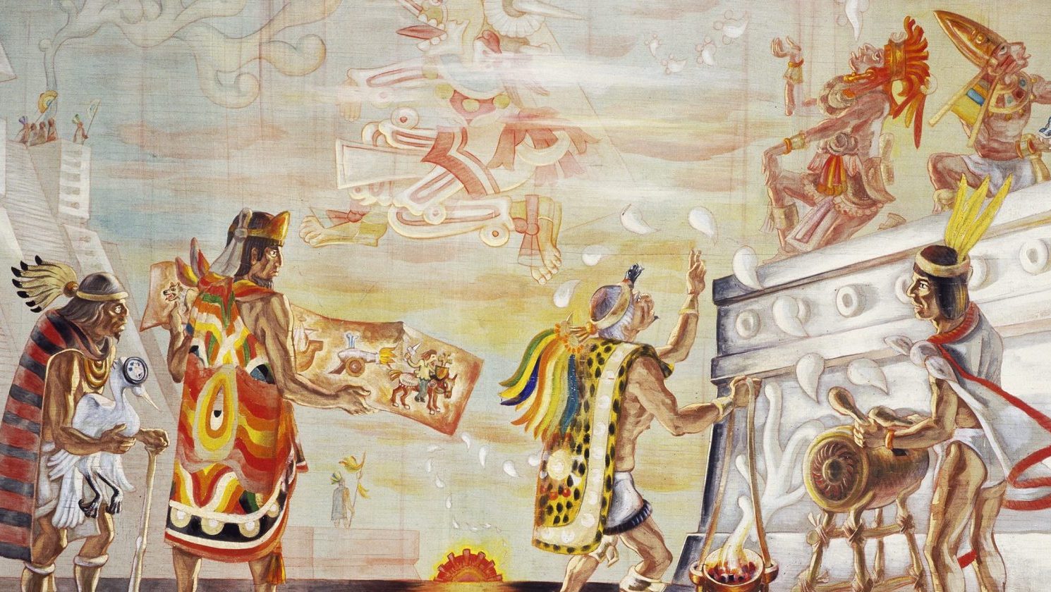 Artistic depiction of Aztec daily life in Tenochtitlan, Mexico (De Agostini Picture Library/Getty Images)