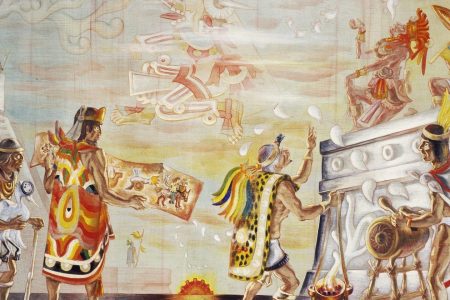 Artistic depiction of Aztec daily life in Tenochtitlan, Mexico (De Agostini Picture Library/Getty Images)