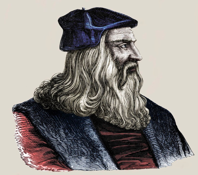 Leonardo da Vinci - Italian Renaissance painter, sculptor, writer, scientist, architect and engineer. Venetian engraving of 16th century.1452-1519 (Photo by Culture Club/Getty Images) *** Local Caption ***