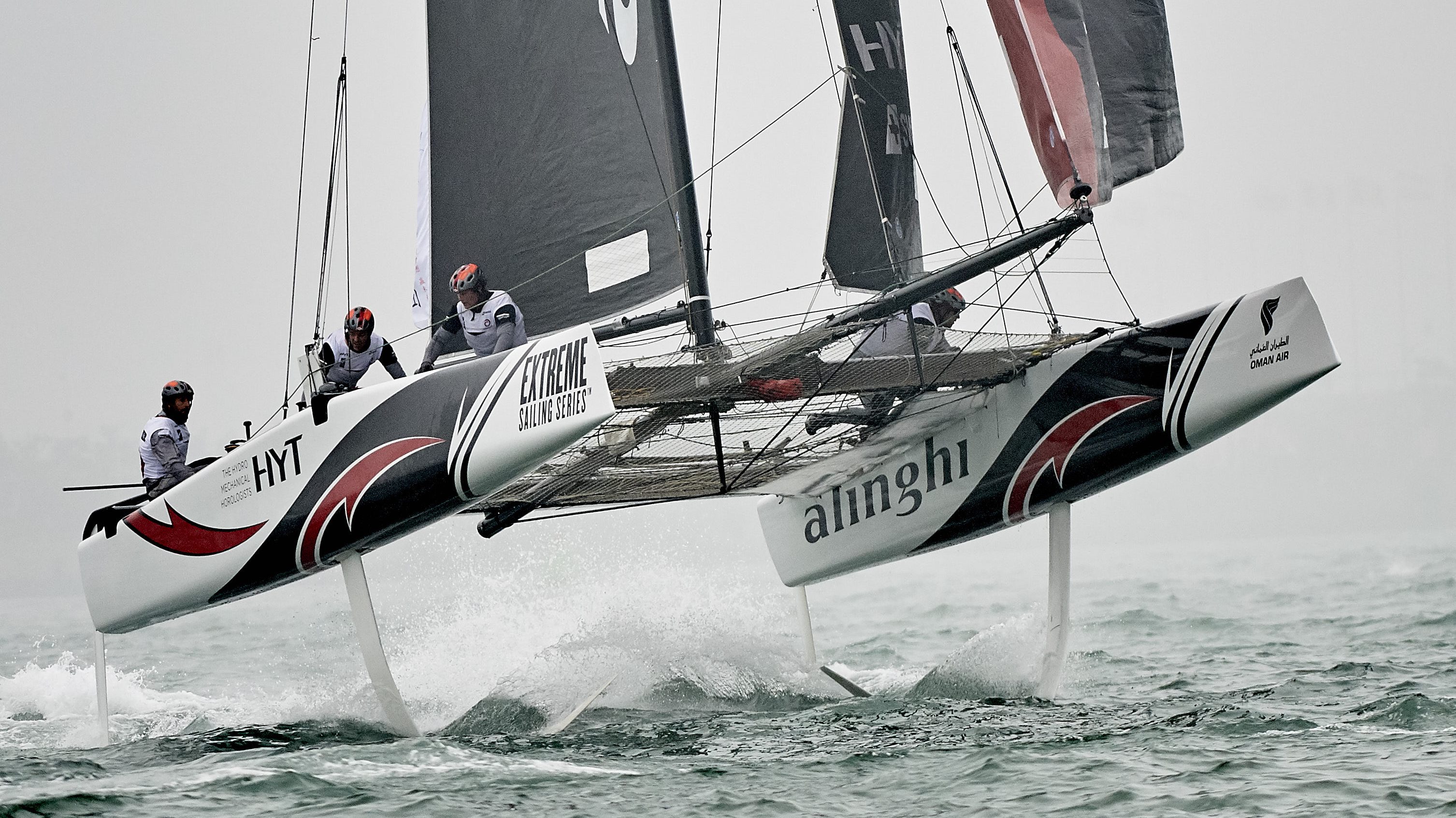 Alinghi performs during the Extreme Sailing Series Act 2 in Qingdao, China on May 2, 2016. (Lloyd Images/ Extreme Sailing Series / Red Bull Content Pool)