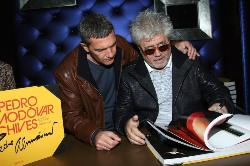 BEVERLY HILLS, CA - NOVEMBER 09: Director Pedro Almodovar (R) and Antonio Banderas attend Pedro Almodovar book signing for "The Pedro Almodovar Archives" at Taschen on November 9, 2011 in Beverly Hills, California. (Photo by Tommaso Boddi/Getty Images)