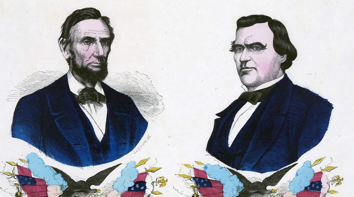 Campaign banner for Republican ticket in 1864 (Photo by: Universal History Archive/UIG via Getty images)