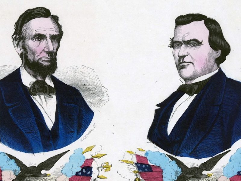 Campaign banner for Republican ticket in 1864 (Photo by: Universal History Archive/UIG via Getty images)