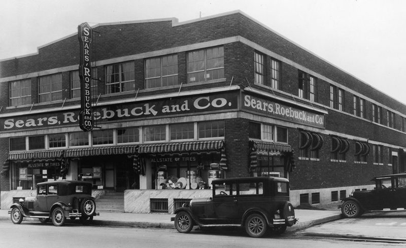 A Photograph of the Store Front for Sears, Roebuck and Co in El Paso, Texas circa 1940. (Fotosearch/Getty Images)