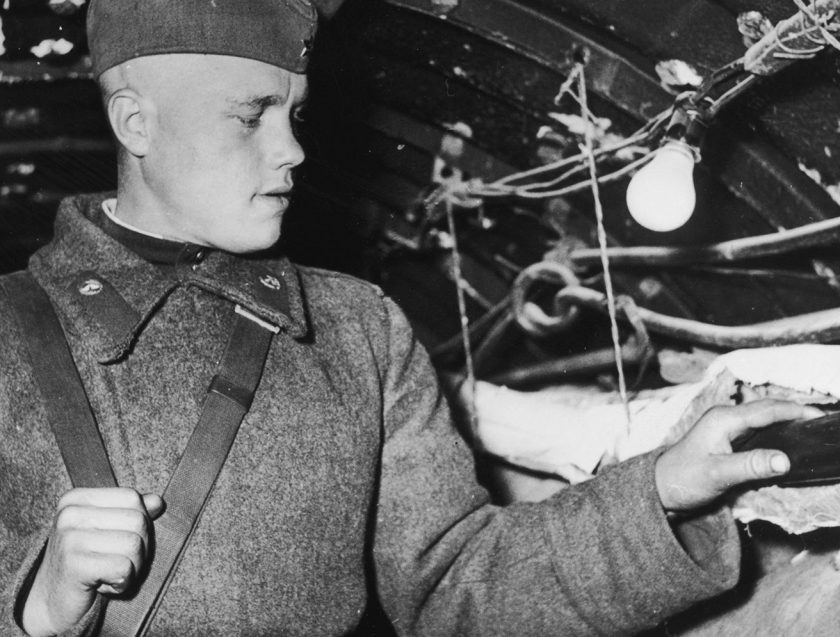 A Soviet soldier inside the 350 yard tunnel extending from the American Sector of Berlin into the Soviet Sector on April 26, 1956. Later admitting to the wiretapping, the CIA said 40,000 hours of telephone conversations were recorded.(Keystone/Getty Images)