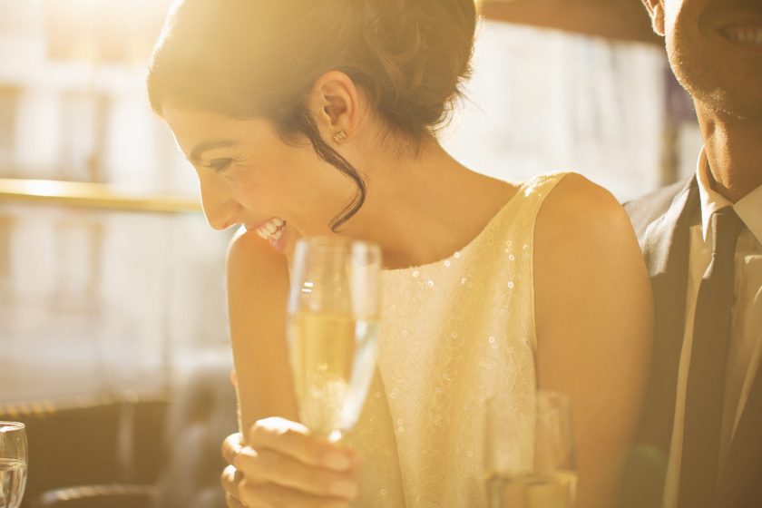 Couple having champagne together