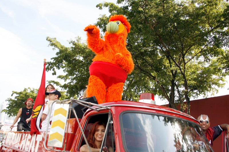 MIAMI - JANUARY 13: Miami Heat Mascot Burnie attends the 3 Kings Parade on 8th Street January 13, 2008 in Miami, Florida. NOTE TO USER: User expressly acknowledges and agrees that, by downloading and or using this Photograph, user is consenting to the terms and conditions of the Getty Images License Agreement. Mandatory Copyright Notice: Copyright 2008 NBAE (Photo by Issac Baldizon/NBAE via Getty Images)