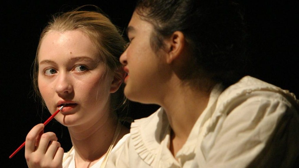 Radium watch dial painters, Meaghan Hudson as Grace Fryer (lft) and Nerissa White as Irene, in the Wakefield High School production of 'Radium Girls' (Larry Morris/The Washington Post/Getty Images)