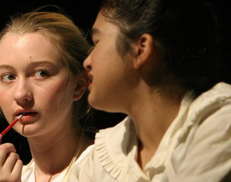 Radium watch dial painters, Meaghan Hudson as Grace Fryer (lft) and Nerissa White as Irene, in the Wakefield High School production of 'Radium Girls' (Larry Morris/The Washington Post/Getty Images)