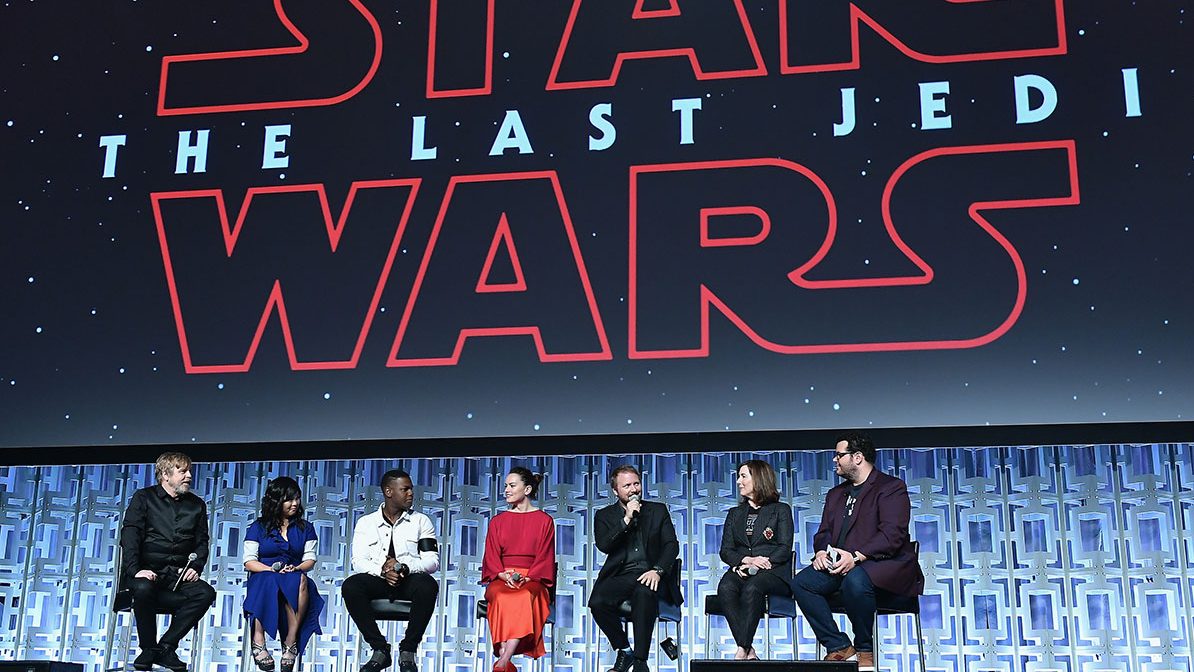 Mark Hamill, Kelly Marie Tran ,John Boyega, Daisy Ridley, Rian Johnson, Kathleen Kennedy and Josh Gad attend the Star Wars Celebration day 02 on April 14, 2017 in Orlando, Florida. (Photo by Gustavo Caballero/Getty Images)