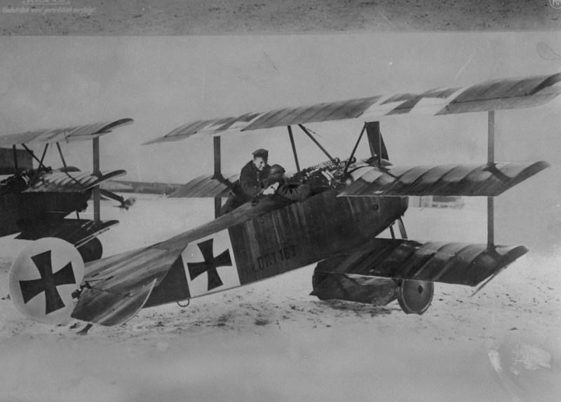 World War I German flying ace Baron von Richthofen with one of his aircraft, a triplane. (Photo by Time Life Pictures/Mansell/The LIFE Picture Collection/Getty Images)