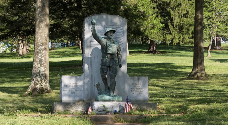 The "Spirit of the American Doughboy" World War I memorial at Wheeling Park in Wheeling, West Virginia