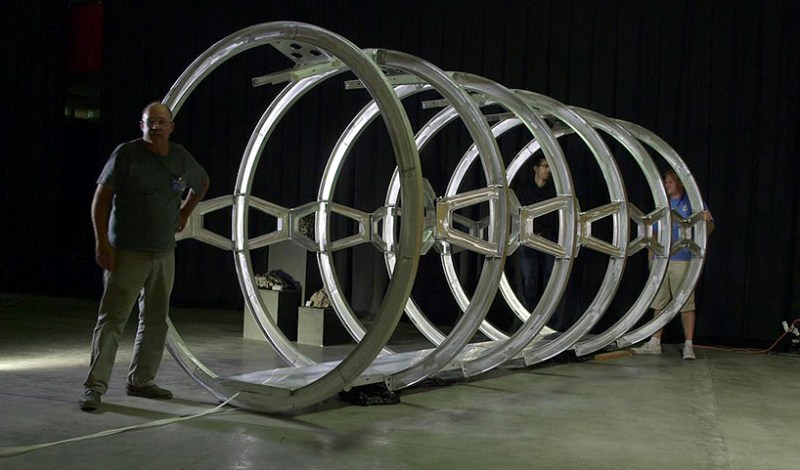 At the University of Arizona's Controlled Environment Agriculture Center, an 18 foot long, 7 foot, 3 inch diameter lunar greenhouse chamber is equipped as a prototype bioregenerative life support system. (University of Arizona)