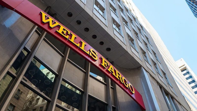 Signage with logo at headquarters of Wells Fargo Capital Finance, the commercial banking division of Wells Fargo Bank, in the Financial District neighborhood of San Francisco, California, September 26, 2016. (Photo via Smith Collection/Gado/Getty Images).