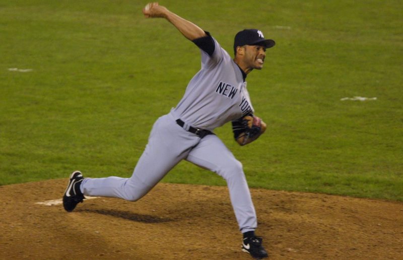 4 Nov 2001: Relief pitcher Mariano Rivera #42 of the New York Yankees throws against the Arizona Diamondbacks during game 7 of the World Series at Bank One Ballpark in Phoenix, Arizona. The Diamondbacks defeated the Yankees 3-2. DIGITAL IMAGE Mandatory Credit: Jeff Gross/ALLSPORT