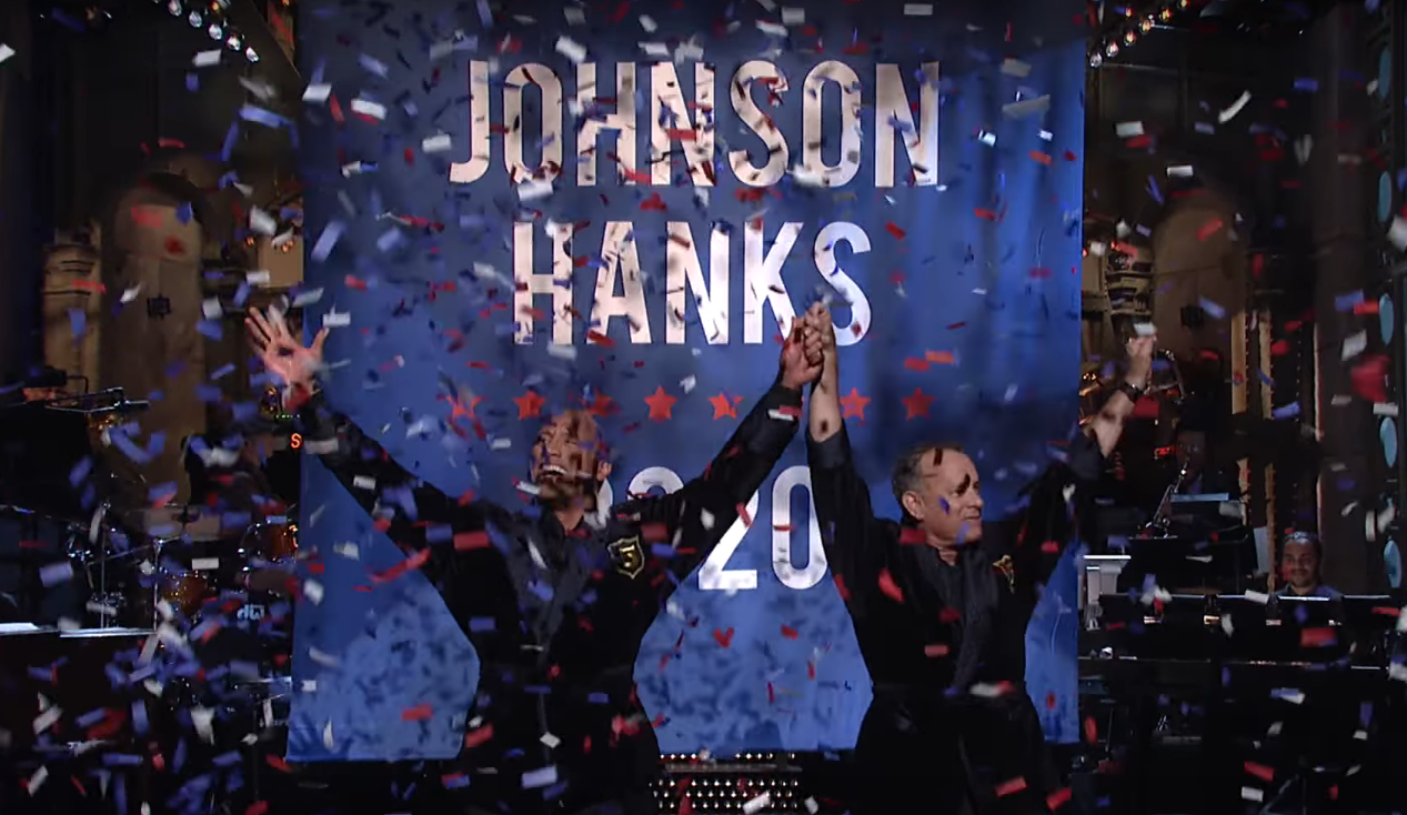 Dwayne 'The Rock' Johnson and Tom Hanks on 'SNL.'