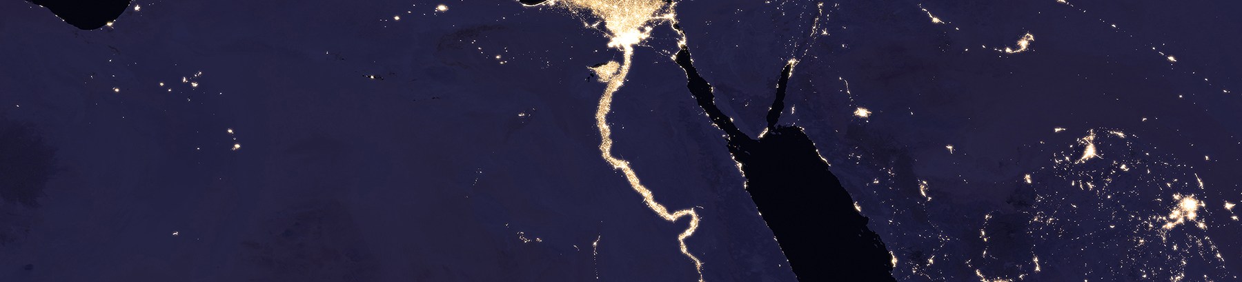 Composite image of Nile River and surrounding region at night, 2016. (NASA Earth Observatory images by Joshua Stevens, using Suomi NPP VIIRS data from Miguel Román, NASA's Goddard Space Flight Center)