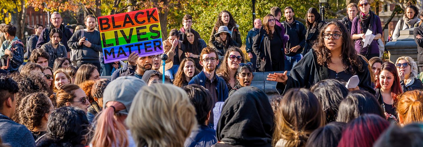 NYU students protest to make their university a "sanctuary campus" after a Muslim student prayer room was vandalized.
