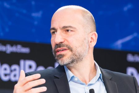 Dara Khosrowshahi speaks onstage at The New York Times 2017 DealBook Conference at Jazz at Lincoln Center on November 9, 2017 in New York City.  (Photo by Michael Cohen/Getty Images for The New York Times)