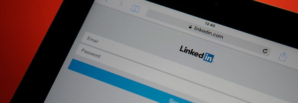 An iPad is seen with a LinkedIn login page in a browser window on October 25, 2017. (Photo by Jaap Arriens/NurPhoto via Getty Images)