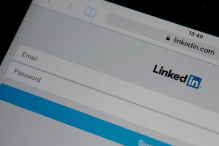 An iPad is seen with a LinkedIn login page in a browser window on October 25, 2017. (Photo by Jaap Arriens/NurPhoto via Getty Images)