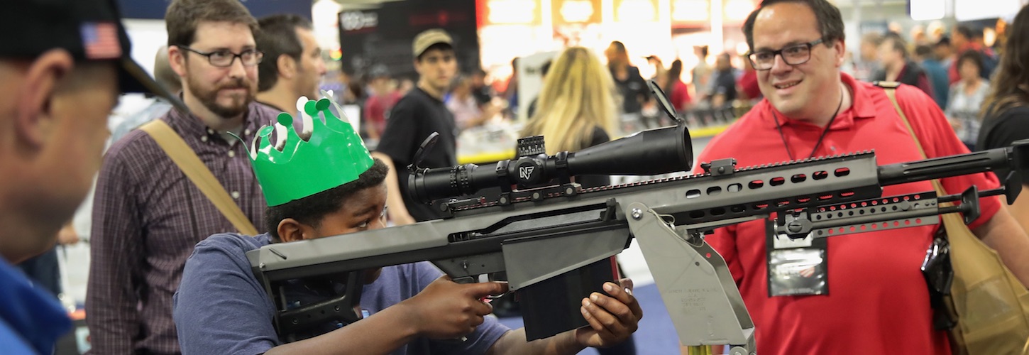 A demonstration at  the National Rifle Association's 146th meet-up. (Photo by Scott Olson/Getty Images)