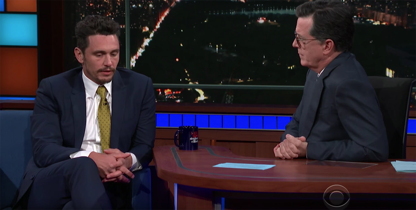 James Franco on Colbert's "Late Show." (YouTube/CBS)