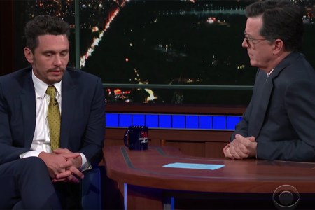 James Franco on Colbert's "Late Show." (YouTube/CBS)