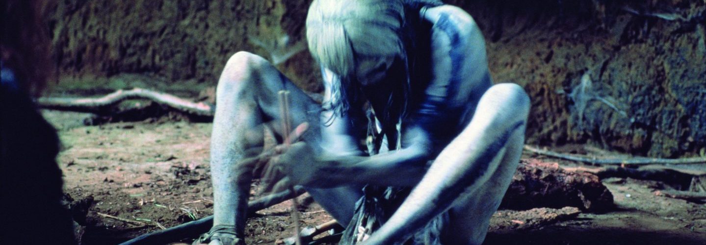 Actor Lolamal Kapisisi in the creation of fire scene, during the filming of 'Quest for Fire', 1980.  (Ernst Haas/Getty Images)