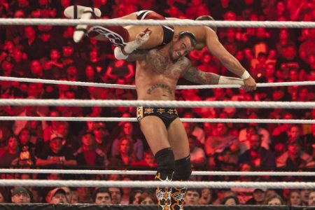 Daniel Bryan and CW Punk during the WWE Raw event at Rose Garden arena in Portland. (Photo by Chris Ryan/Corbis via Getty Images)
