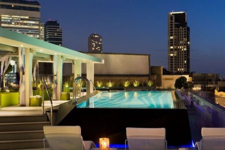 The Poli House: The Poli House is a 40-room “experimental luxury”
hotel with the vibe of Tel Aviv past, present and future by
world-renowned industrial designer/architect Karim Rashid. (Ross Belfer/Tel Aviv Design Guide.)