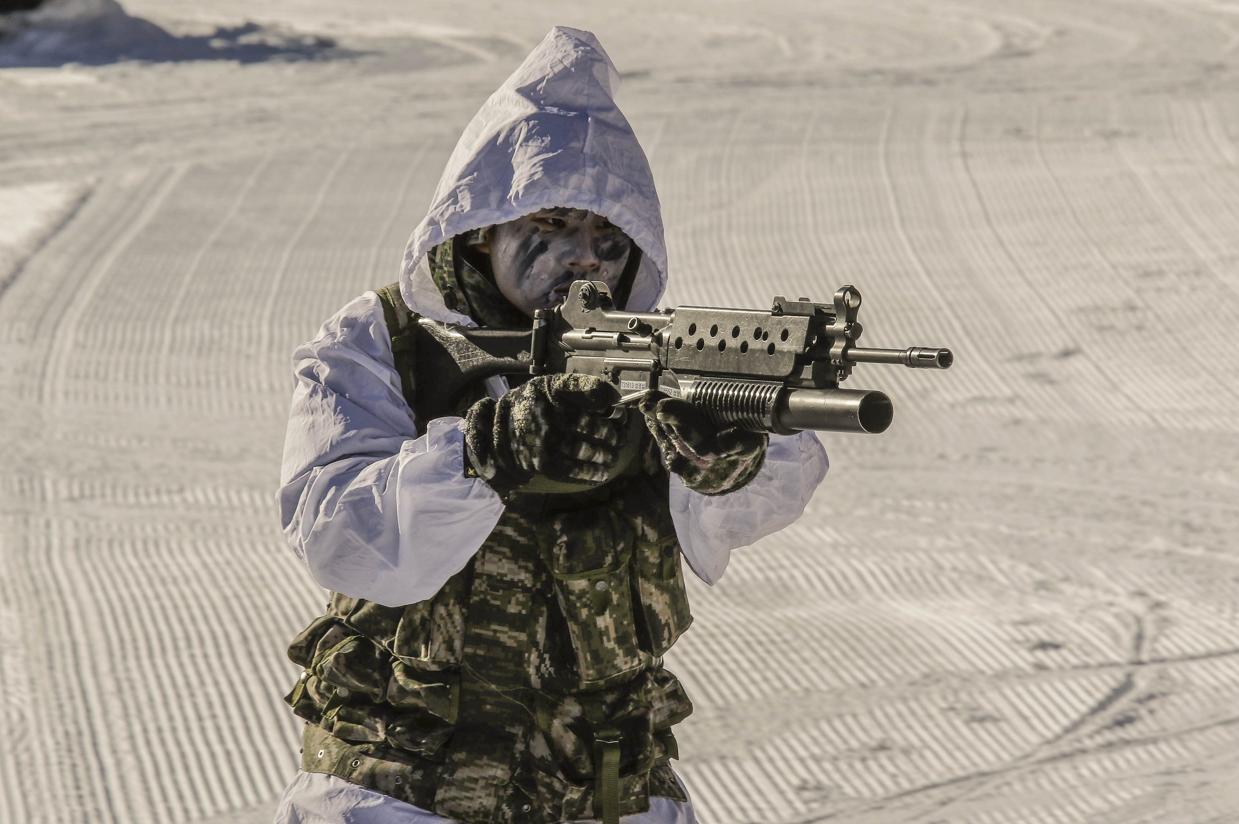 South Korea-US-KOR Marine take part in an joint exercise at Pyeongchang, South Korea on December 19, 2017. (Photo by Seung-il Ryu/NurPhoto via Getty Images)