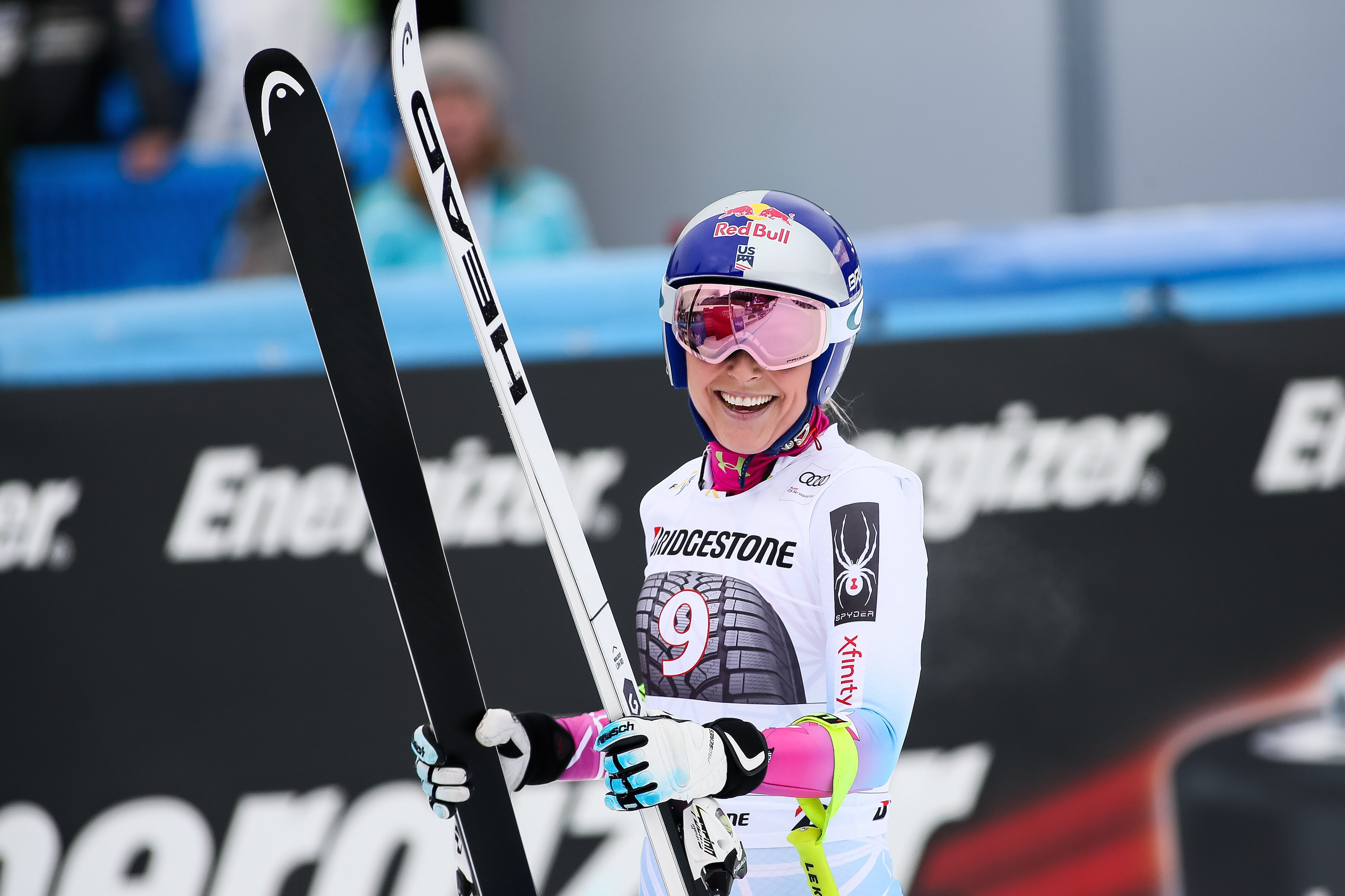 Lindsey Vonn of USA takes 1st place during the Audi FIS Alpine Ski World Cup Women's Downhill on February 3, 2018 in Garmisch-Partenkirchen, Germany. (Photo by Millo Moravski/Agence Zoom/Getty Images)