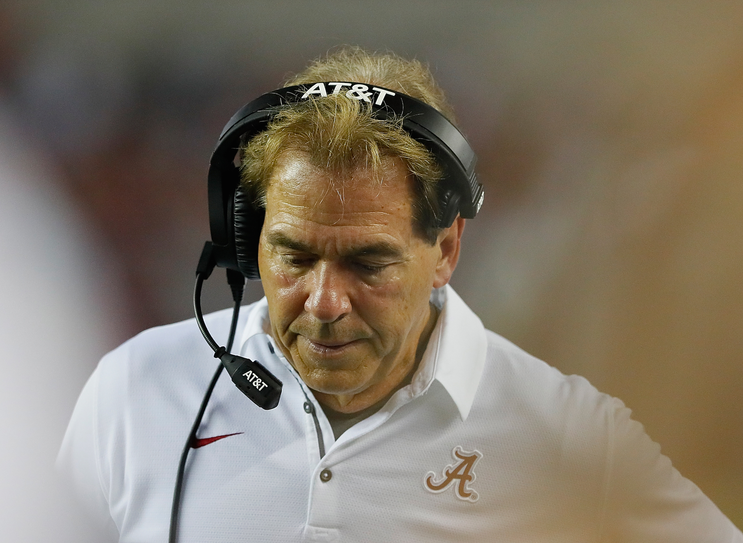 Head coach Nick Saban of the Alabama Crimson Tide looks on from the sidelines against the Colorado State Rams at Bryant-Denny Stadium on September 16, 2017 in Tuscaloosa, Alabama.  (Photo by Kevin C. Cox/Getty Images)