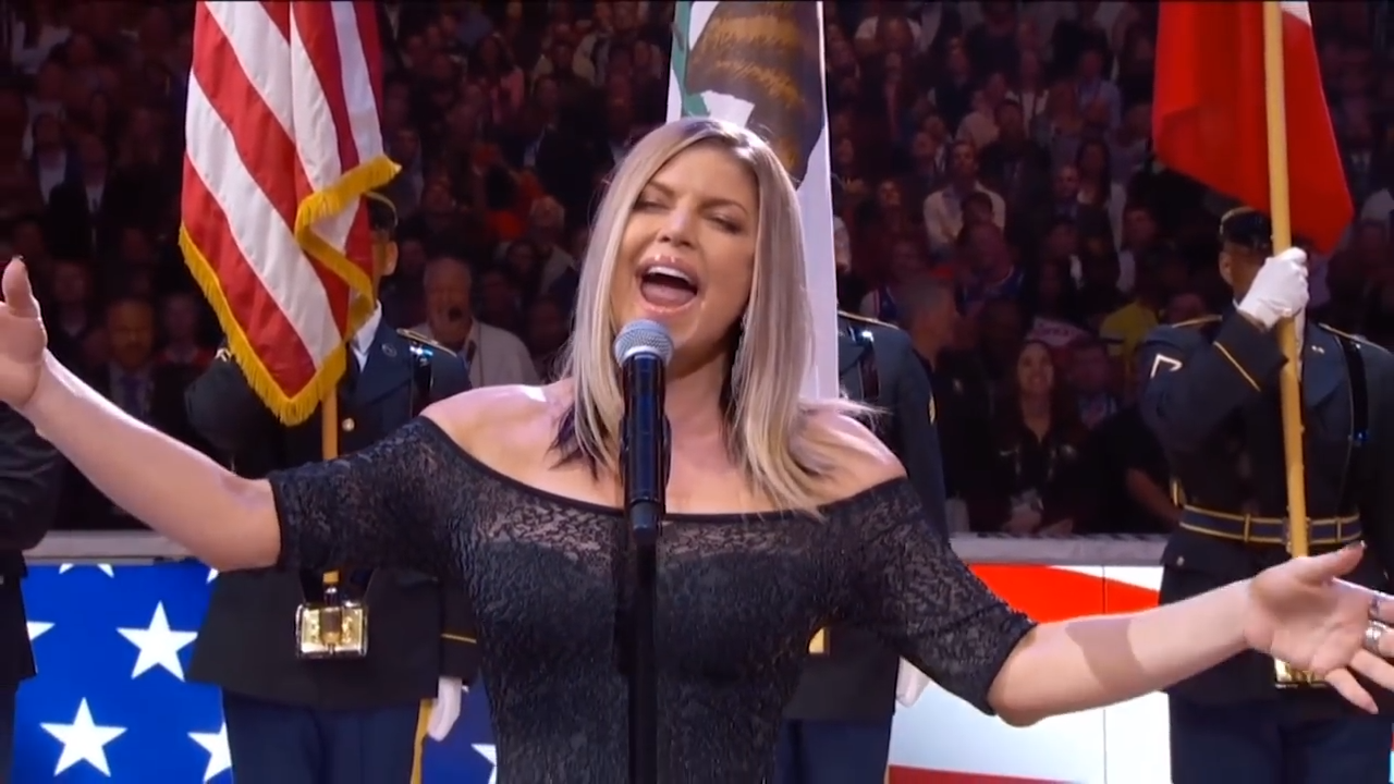 Fergie performing a unique rendition of the National Anthem. (YouTube)