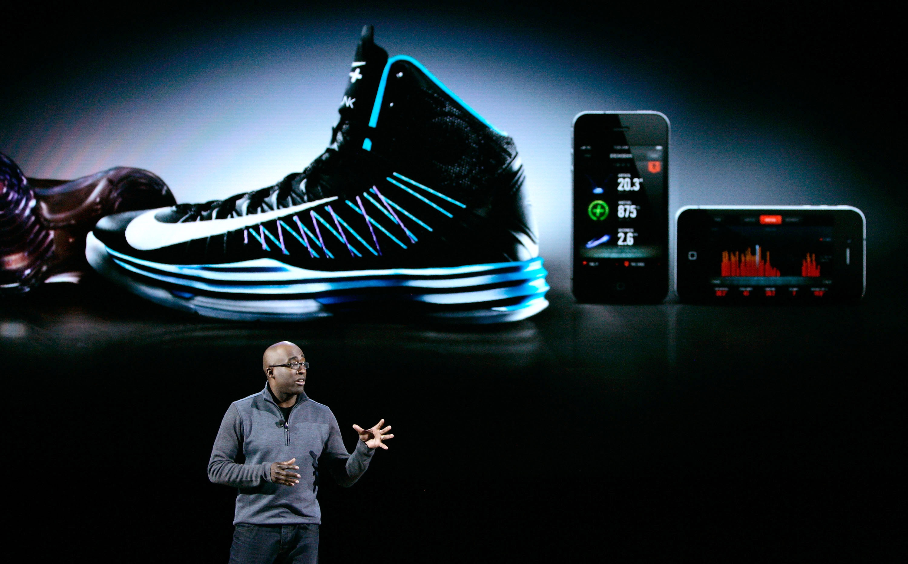 Vice President of Global Brand Management for Nike, Inc. Trevor Edwards speaks as Nike introduces new basketball and training technology at Basketball City, Pier 36 on February 22, 2012 in New York City.  (Mike Lawrie/Getty Images)