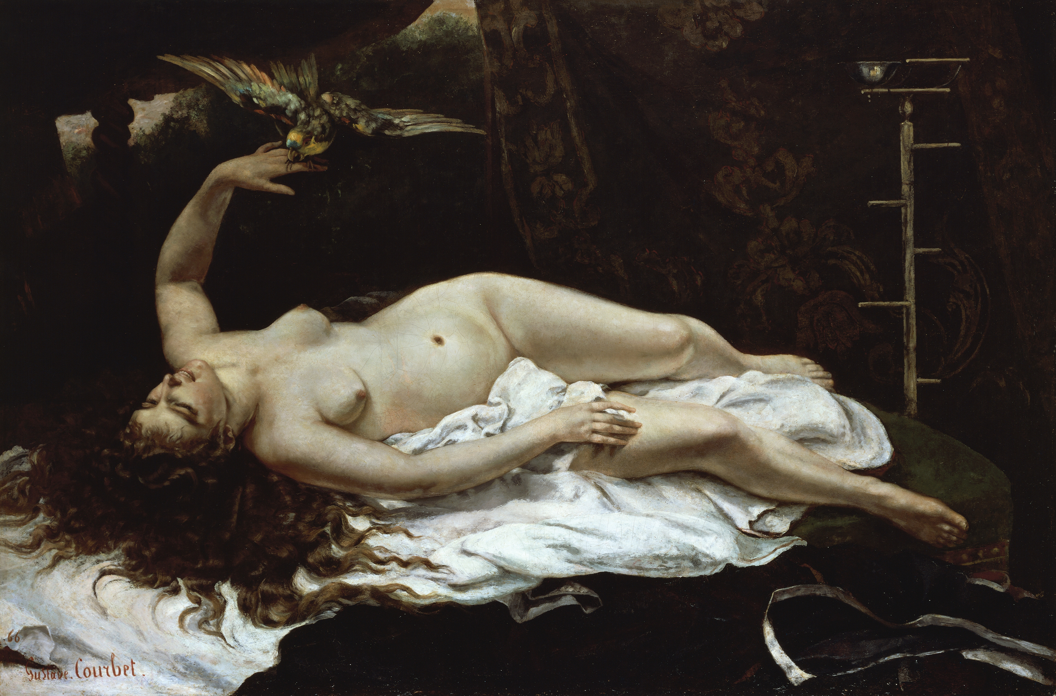 Woman with a parrot, 1866, by Gustave Courbet (1819-1877), oil on canvas, 129x196 cm. (Photo by DeAgostini/Getty Images); New York, The Metropolitan Museum Of Art. (Photo by DeAgostini/Getty Images)