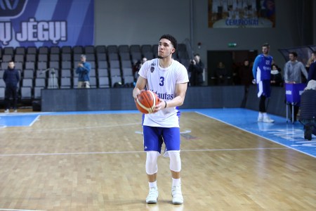 LiAngelo Ball during his first training session with Lithuania Basketball team Vytautas Prienai on January 5, 2018 in Prienai, Lithuania.  (Alius Koroliovas/Getty Images)