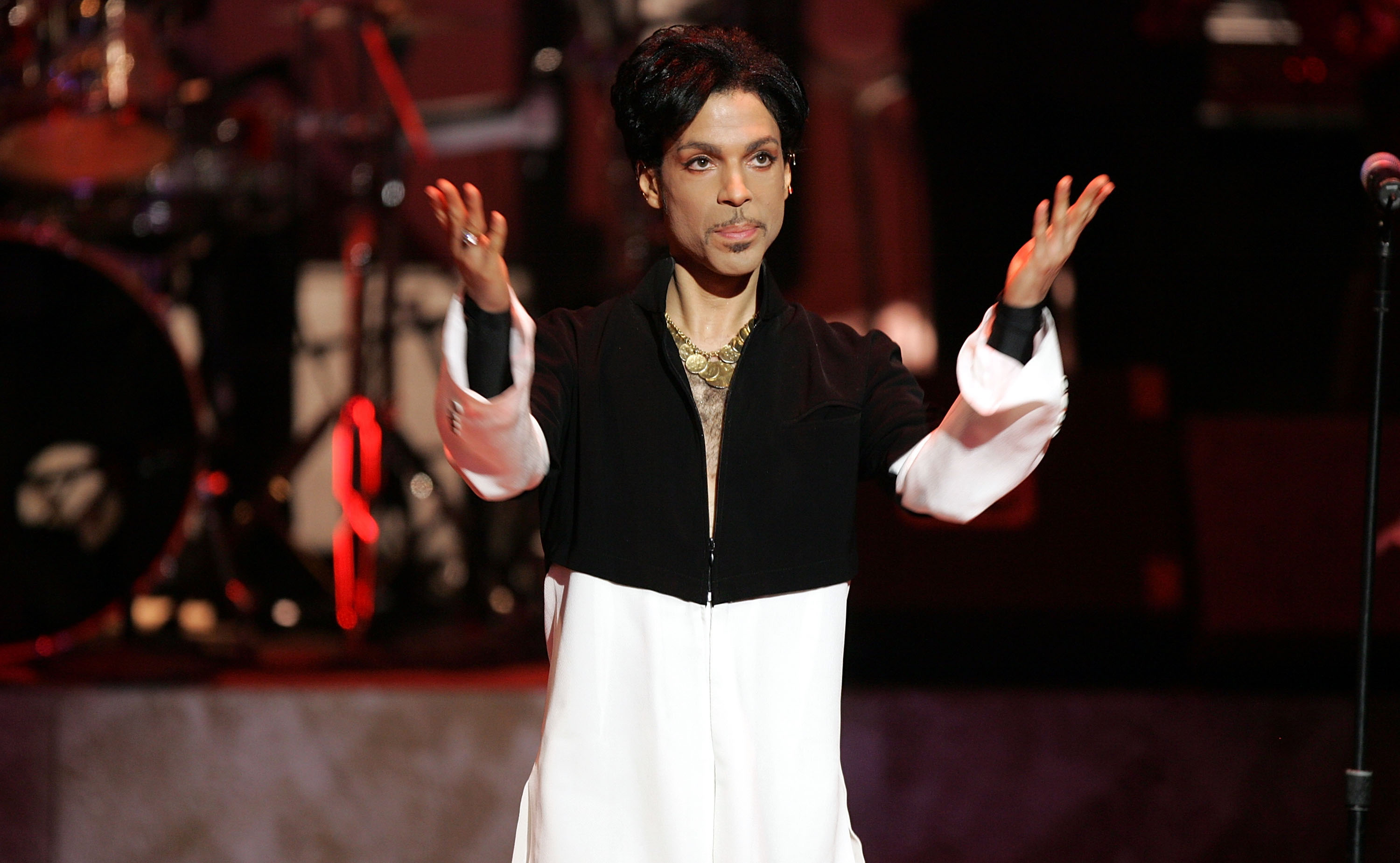Musician Prince is seen on stage at the 36th NAACP Image Awards at the Dorothy Chandler Pavilion on March 19, 2005 in Los Angeles, California. Prince was honored with the Vanguard Award.  (Photo by Kevin Winter/Getty Images)