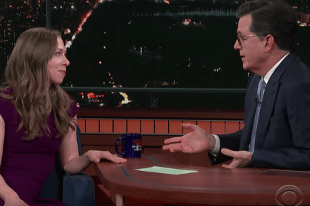 Chelsea Clinton appears on Stephen Colbert's "Late Show," March 5, 2018. (YouTube)