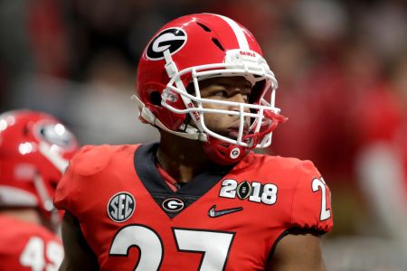 in the CFP National Championship presented by AT&T at Mercedes-Benz Stadium on January 8, 2018 in Atlanta, Georgia.