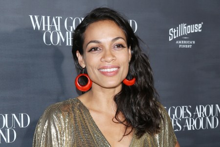 Rosario Dawson arrives at What Goes Around Comes Around store - One Year Anniversary Party held on October 11, 2017 in Beverly Hills, California.  (Michael Tran/FilmMagic)