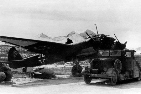Aircraft bound for Arkhangelsk to attack the Allied are refuelled in an Axis airbase. Finland, July 1942 (Photo by Mondadori Portfolio via Getty Images)