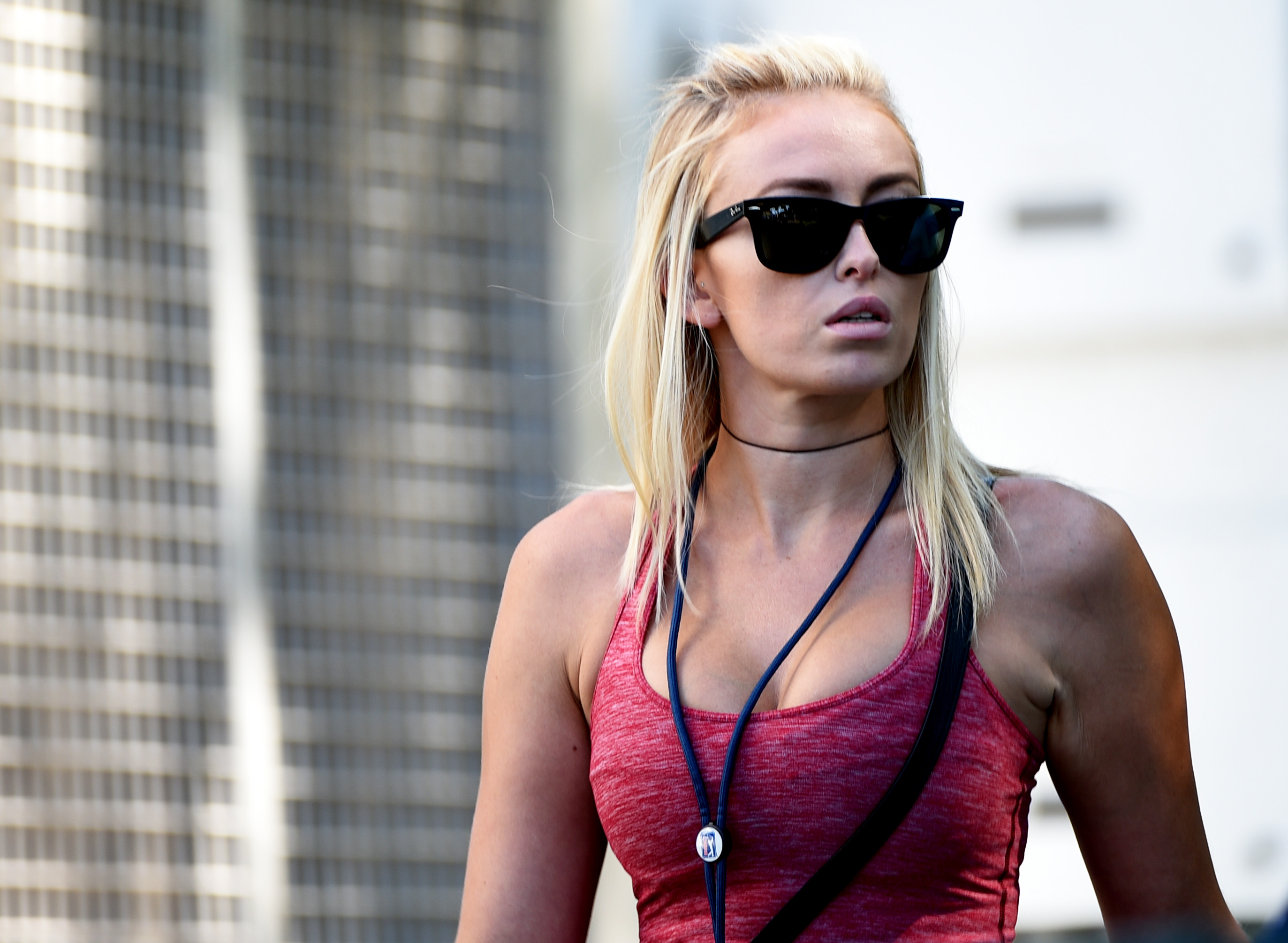 Paulina Gretzky, wife of Dustin Johnson walks near the club house during round two of the Deutsche Bank Championship at TPC Boston on September 5, 2015 in Norton, Massachuetts.  (Photo by Ross Kinnaird/Getty Images)