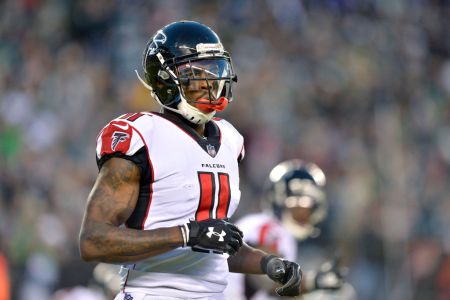 Atlanta Falcons wide receiver Julio Jones (11) heads onto the field during the NFC divisional playoff game between the Atlanta Falcons and the Philadelphia Eagles on January 13, 2018 at Lincoln Financial Field in Philadelphia PA. (Photo by Gavin Baker/Icon Sportswire via Getty Images)