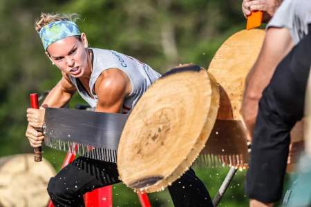 Lumberjill Martha King during a competition. (LWC)