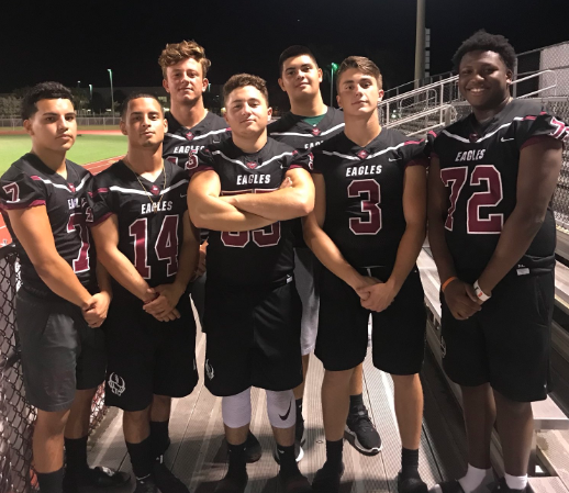 Members of the MS Douglas Football team pose before their first practice on July 30. (via @MSDEagles on Twitter.)