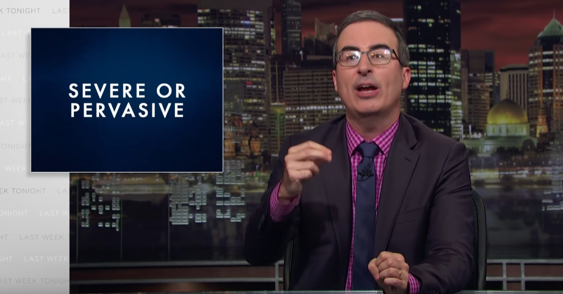 John Oliver talks about workplace harassment on "Last Week Tonight" (YouTube)
