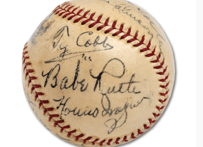 The record-setting Hall of Fame baseball. (SCP Auctions)