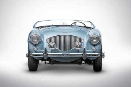 The 1956 Austin-Healey 100M Factory “Le Mans” Roadster that’s crossing the block at the Zoute Sale on October 5. (Bonhams)